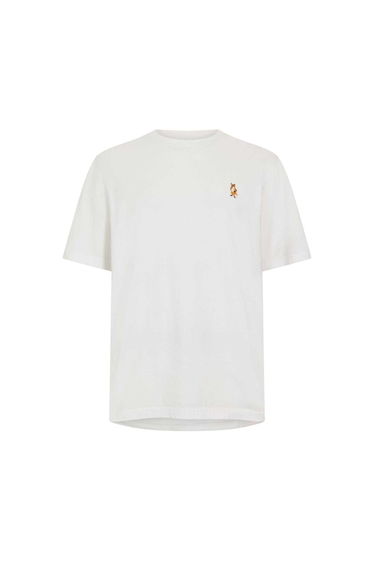 Maison Kitsuné Mens Embroidered Logo Cotton T-Shirt - White