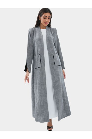 Melange A-Line Abaya with Pocket Detail