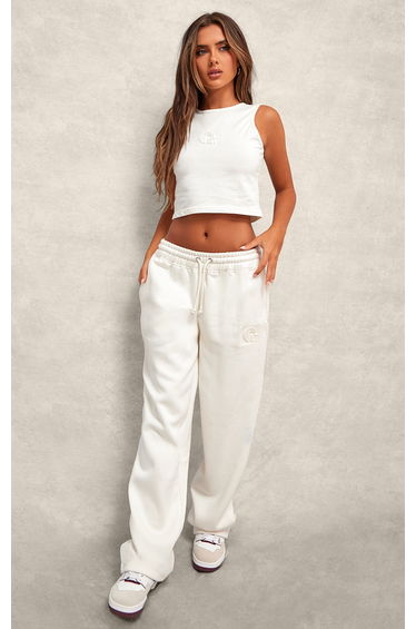 Cream Embossed Sleeveless Cotton Top