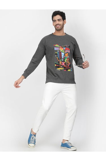 Men Grey New York Graphic Print Sweatshirt
