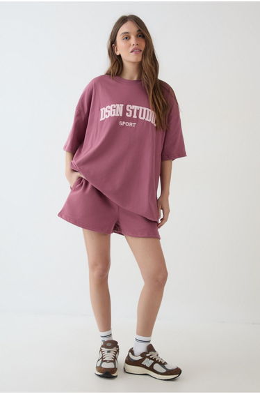 DSGN Studio Applique Oversized T-Shirt - rose