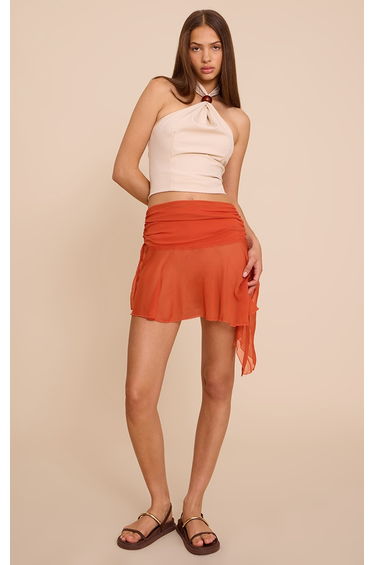 Rust Drape Mini Skirt