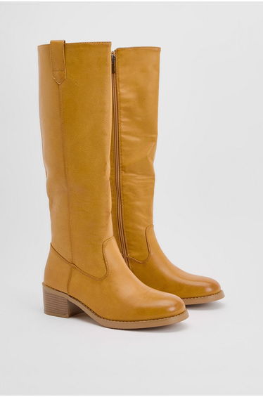 Faith: Rita Faux Leather High Leg Block Heel Boots