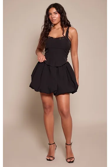 Shape Black Tailored Puffball Mini Skirt