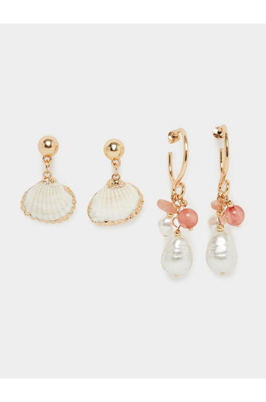 Set of 2 - Shell Drop Earrings