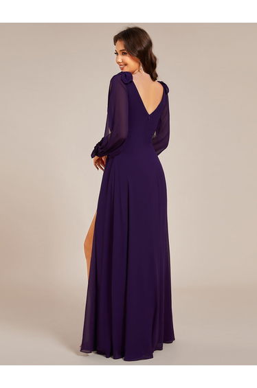 ever IVORY|Open Lantern Sleeve A-Line Bridesmaid Dress product thumbnail 2