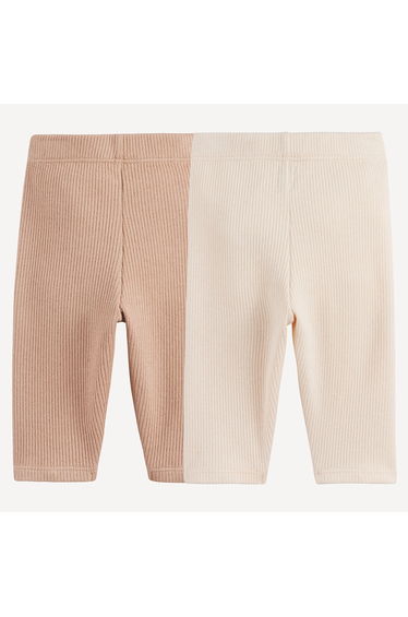 Pack of 2 Leggings in Ribbed Fabric