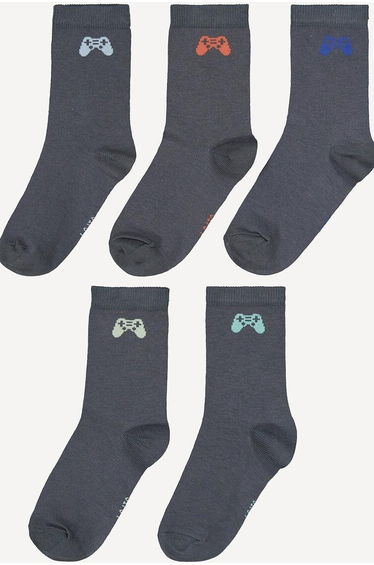Pack of 5 Pairs of Socks with Gaming Theme