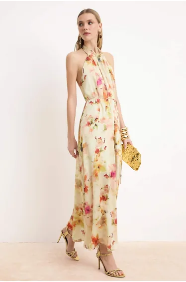 Multi-Colored Maxi Lined Stylish/Evening Dress