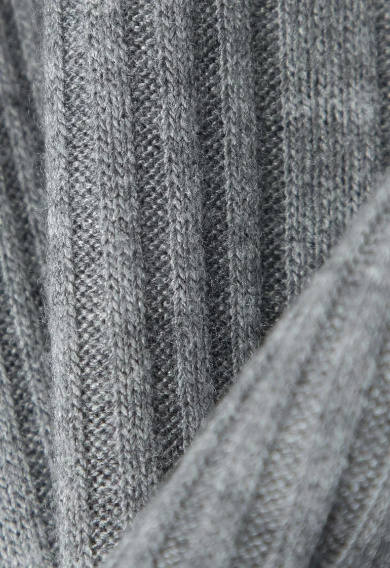 Faux Wrap Short Sleeves Ribbed Knit Top in Heather Grey for Office Days & Brunch Dates - 8