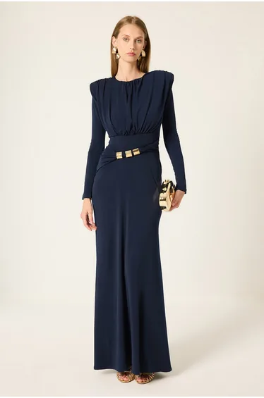 MAXI DRESS WITH GOLD ACCESSORIES