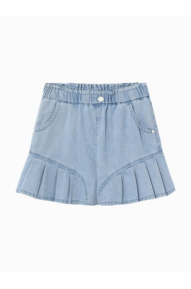 Girls' Pleated Denim Shorts