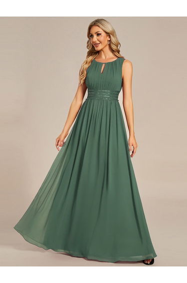 ever KALIA|Simple Sleeveless A-line Chiffon Bridesmaid Dress with Hollow Out Detail