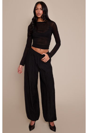 Tall Black Textured Balloon Trousers