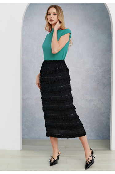 Solid Color Cap Sleeves Knit Top in Turquoise