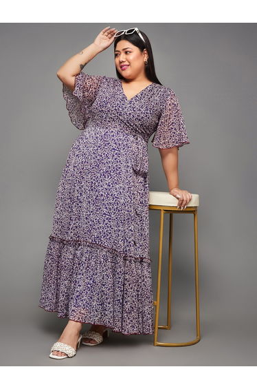 Plus Size Floral Print Maxi Dresses