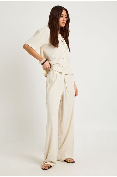 Tall Premium Linen Short Sleeve Shirt - natural