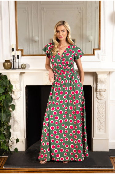 Mock Wrap Chiffon Maxi Dress