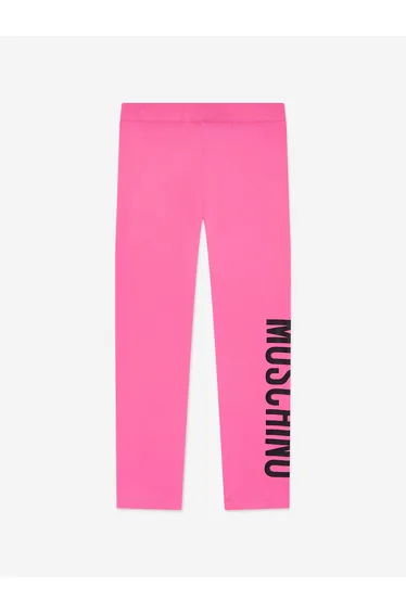 Girls Logo Print Leggings in Pink