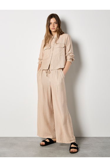 Pinstripe Wide-Leg Trousers