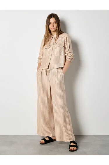 Pinstripe Wide-Leg Trousers
