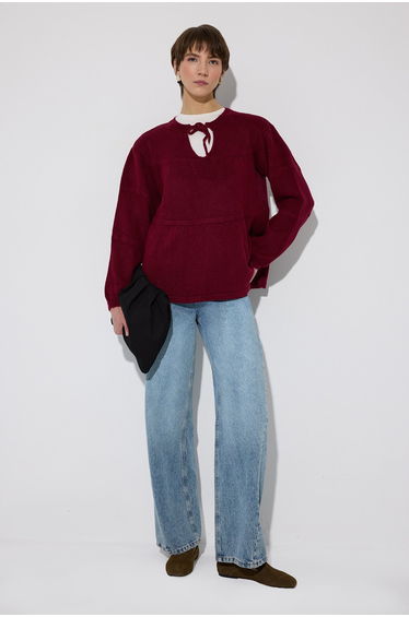 FRONT TIE KNIT SWEATER