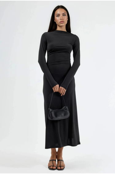 BUSEM Fitted Maxi Dress with Drape Detail
