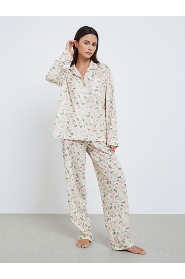 Winter Bow Print Long Sleeve Shirt and Pyjama Set