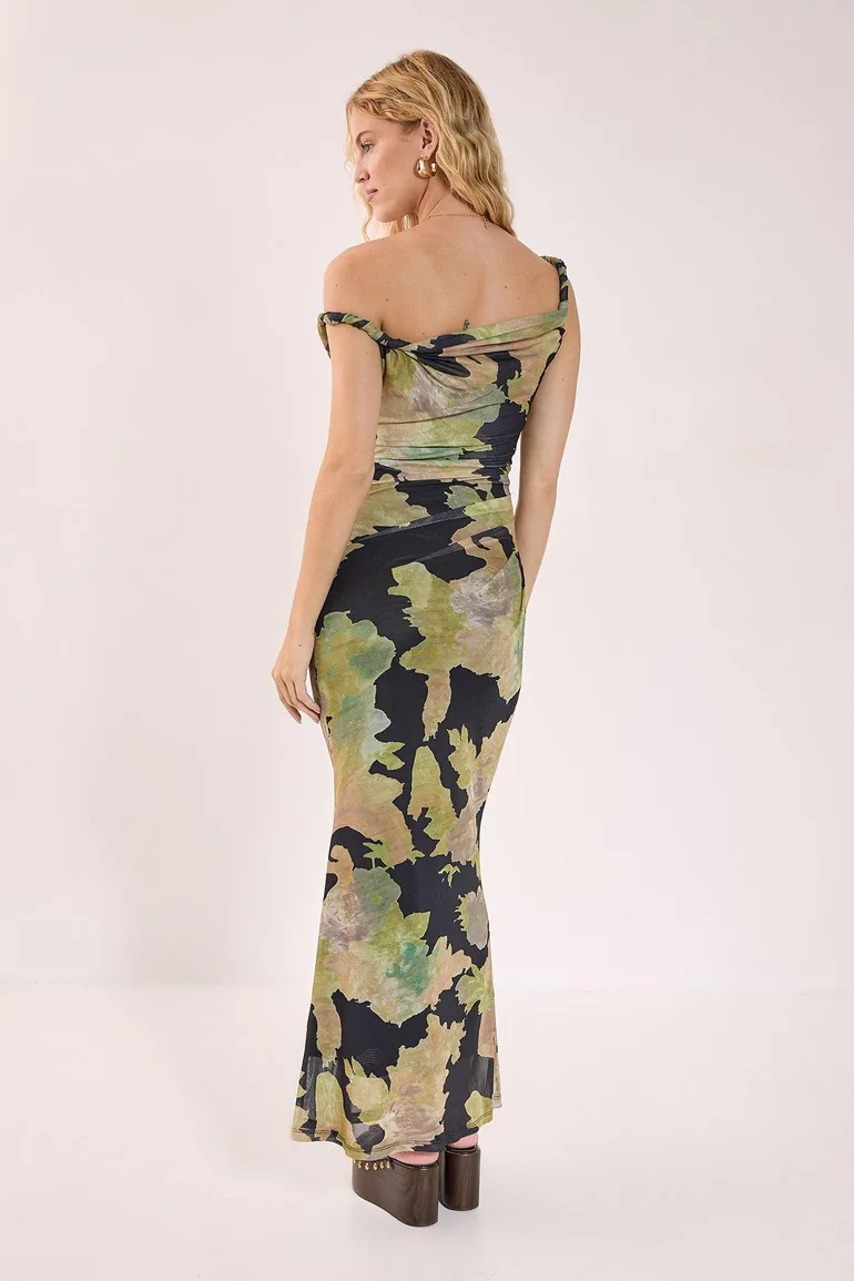 sachin and babi light blue dress Vintage Hurricane Fade Long Dress In Camouflage main image 0