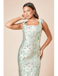 DP Luxe Bow Shoulder Jacquard Midi Dress - 1