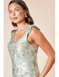 DP Luxe Bow Shoulder Jacquard Midi Dress - 2