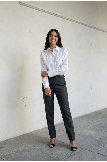 MY FASHION Long Cotton Textured Shirt