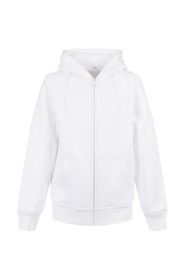 Childrens/Kids Basic Organic Full Zip Hoodie - White