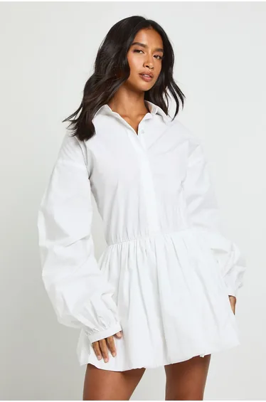 Petite Puffball Shirt Dress