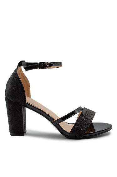 GRACIE MID HIGH BLOCK HEEL SANDALS WITH ANKLE STRAP IN BLACK product thumbnail 2