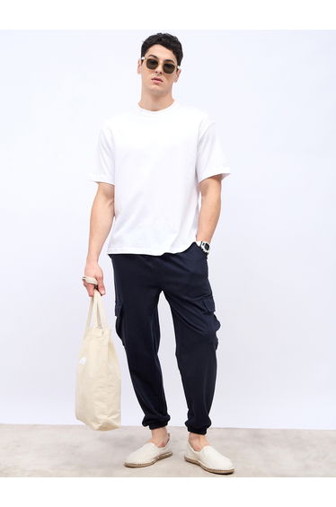 Oversized Fit Cargo Joggers with Elasticated Hem