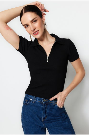 Blouse - Black - Slim fit