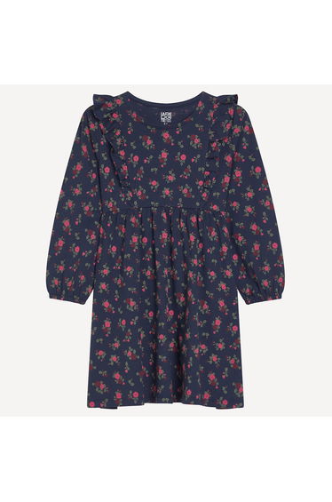 Floral Print Jersey Long Sleeve Dress