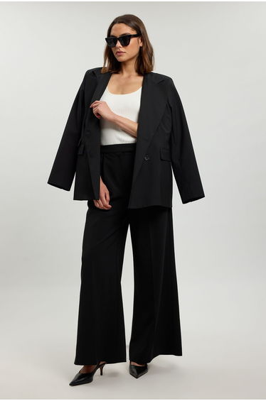 Compact Viscose Tailored Wide Leg Trouser