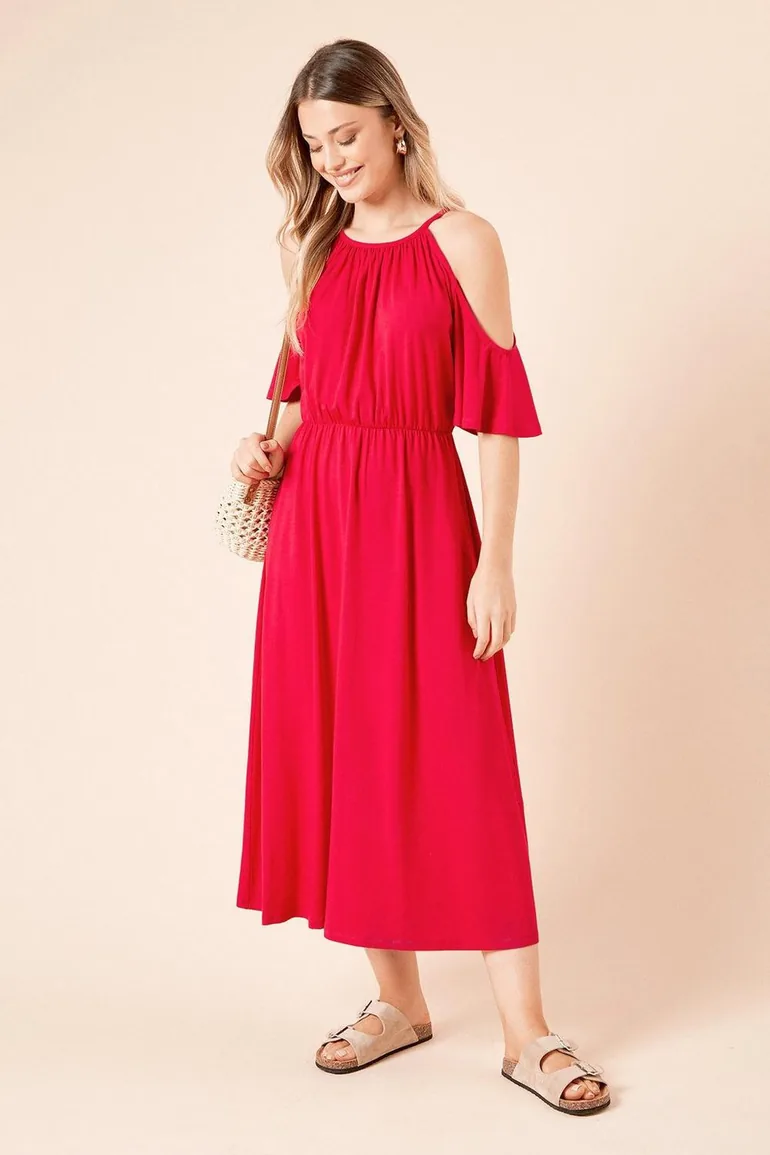 Cold Shoulder Halterneck Jersey Dress Dorothy Perkins : Day Dresses : VogaCloset Bahrain Cold Shoulder Halterneck Jersey Dress Dorothy Perkins : Day Dresses : VogaCloset Bahrain