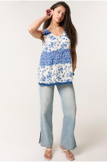 Crochet Mix Button Front Top