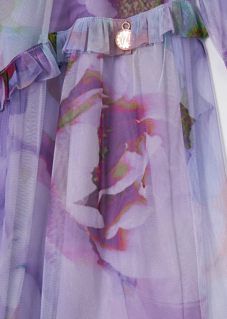Beatrice Lavender Print Mesh Dress - 5