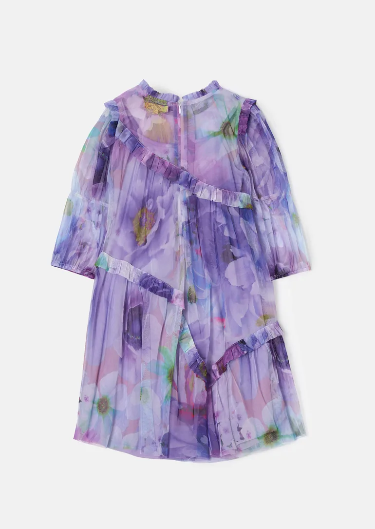 Beatrice Lavender Print Mesh Dress - 4