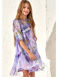 Beatrice Lavender Print Mesh Dress - 2