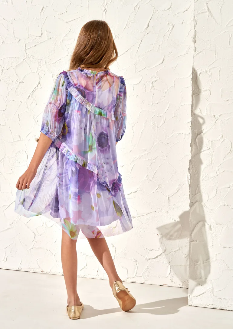 Beatrice Lavender Print Mesh Dress - 1