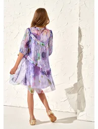 Beatrice Lavender Print Mesh Dress - 1