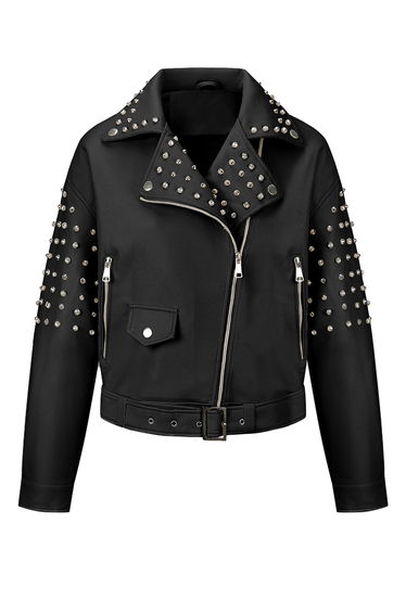 Studded Biker Jacket with Belt
