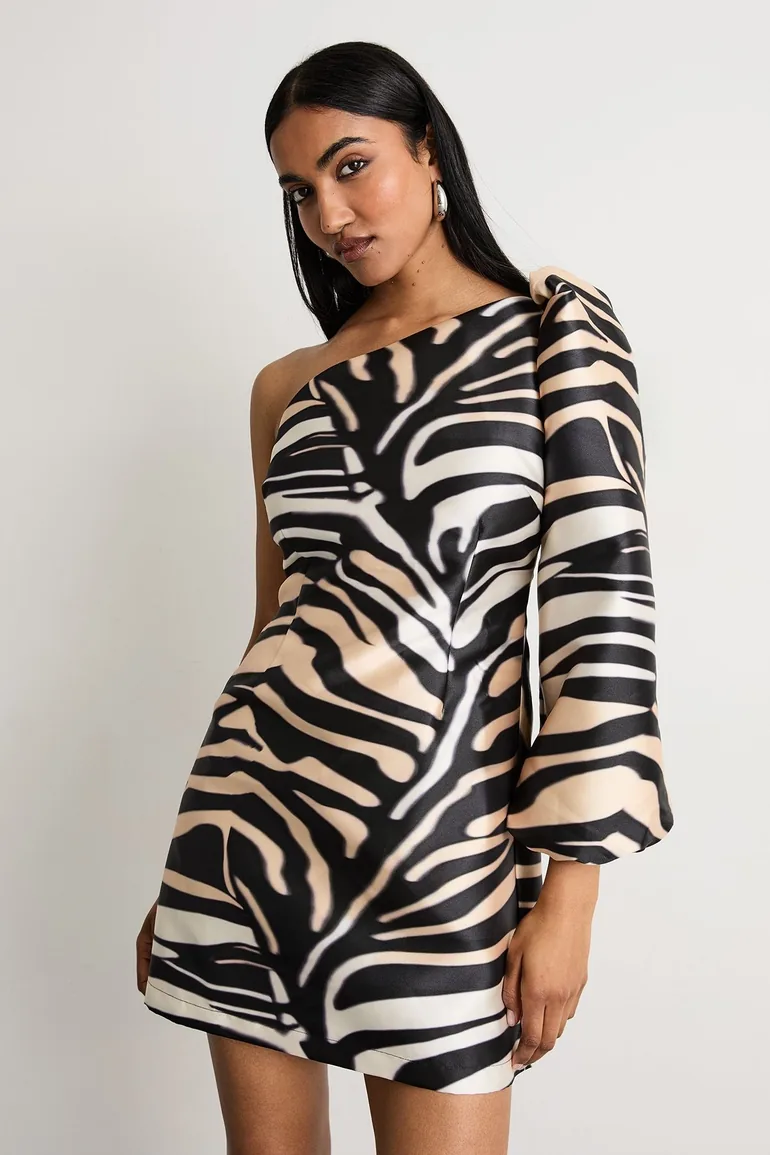 strapless open back dress Shop Women's Brown One Shoulder Puff Sleeve Velvet Sheath Dress| Showoffff main image 1