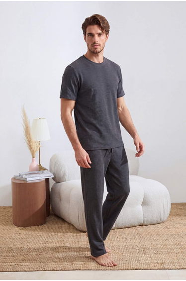 Anthracite Oversized /Wide Cut Textured Tracksuit Set