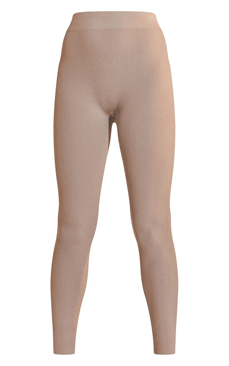 Stone Structured Contour Rib Leggings - 4